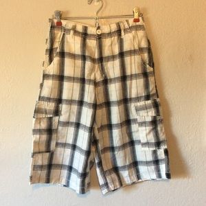 OTB Boys Cargo Plaid Shorts, Size 16